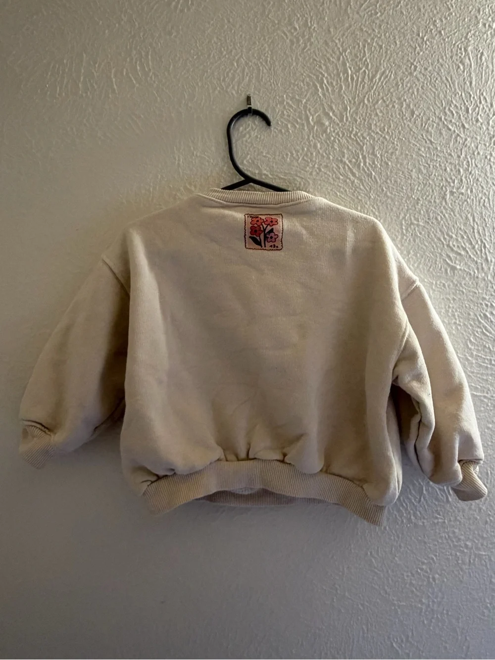Zara Cream Sweatshirt with Pink & Red Floral Patch